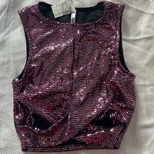 Nina Pink Sequin Crop Tank